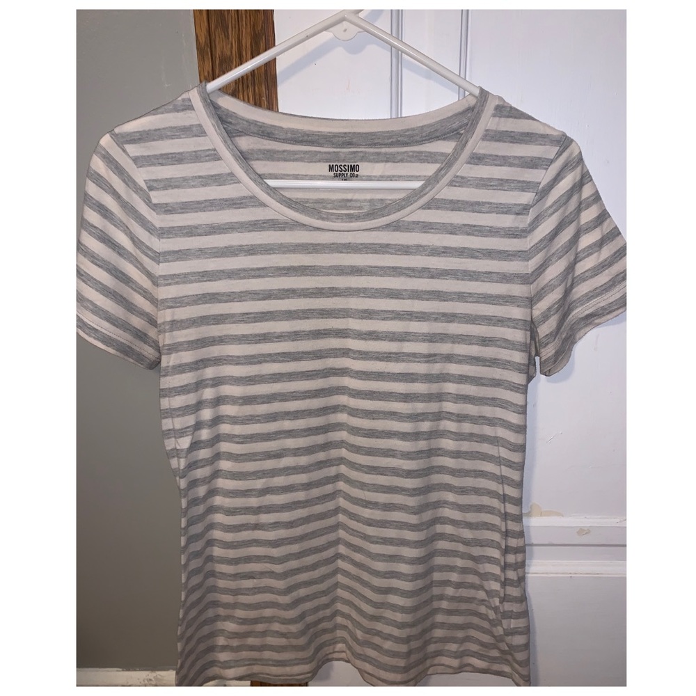 Grey and white striped top